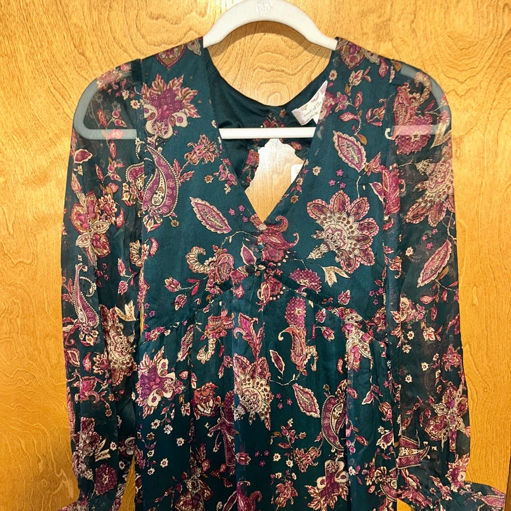 Band of the Free Run the World Pine Paisley Empire Waist Midi Dress - Size XS - Picture 6 of 13